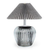 Ridged Glass Led Table Lamp with Pleated Shade