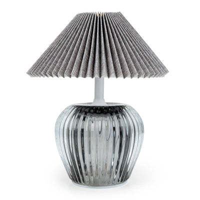 Ridged Glass Led Table Lamp with Pleated Shade