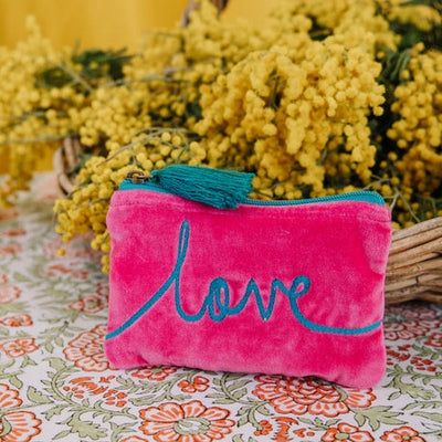 Velvet Love Pouch - Pink & Aqua