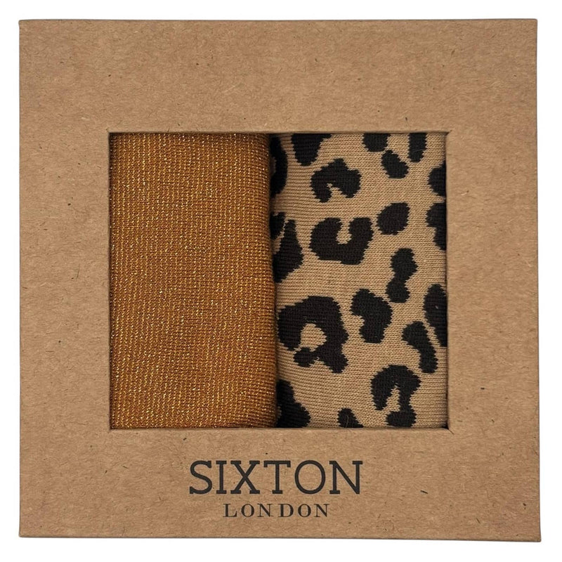 Ladies Sock Box Duo ~ Copper Tokyo & Sand Leopard