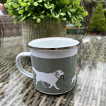 Enamel Mugs Mad About Dogs ~ Blue or Sage GreenEnamel Mugs Mad About Dogs ~ Blue or Sage Green