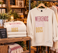 'Weekend, Coffee, Dogs' - Relaxed Style Sweatshirt