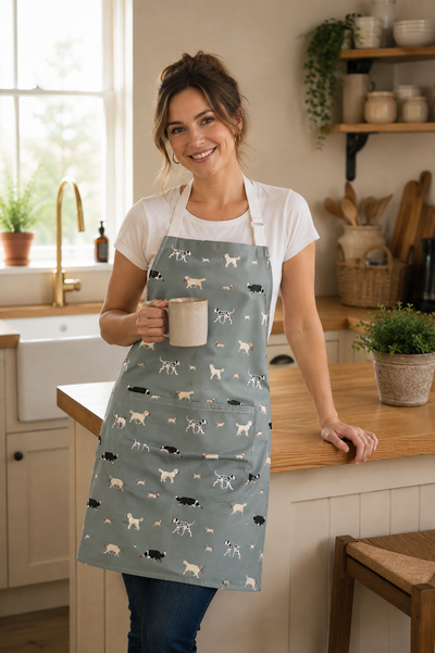 Mad About Dogs Apron - Sage & Blue