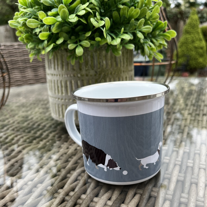 Enamel Mugs Mad About Dogs ~ Blue or Sage Green