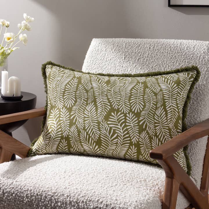 Frond Cushion Cover ~ Olive