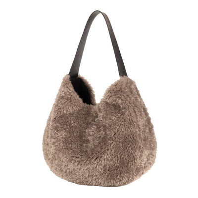 Faux Fur Slouch Bag ~ Taupe, Cream or Charcoal