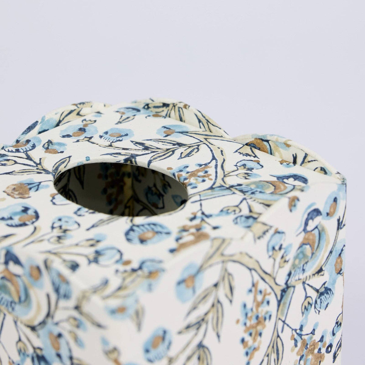 Block Printed Tissue Box - Songbird Blue Stone