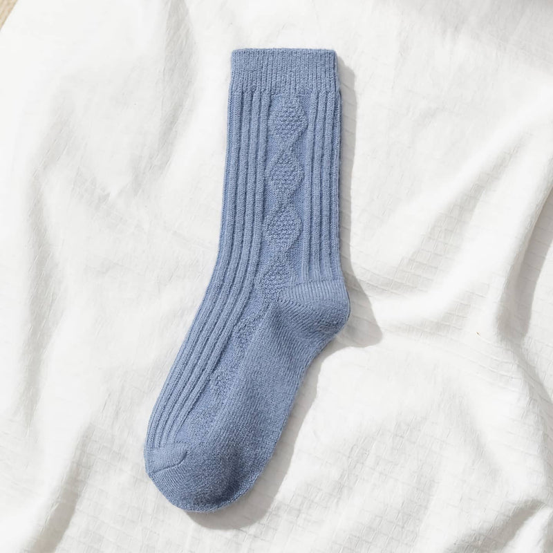 Cashmere Striped Diamond Blue Socks