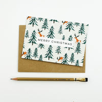 Reindeer and Christmas Trees Merry Christmas Cards - pack of 8