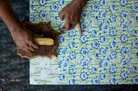 Block Printed Picture Frame (4x6) - Lotus Indigo