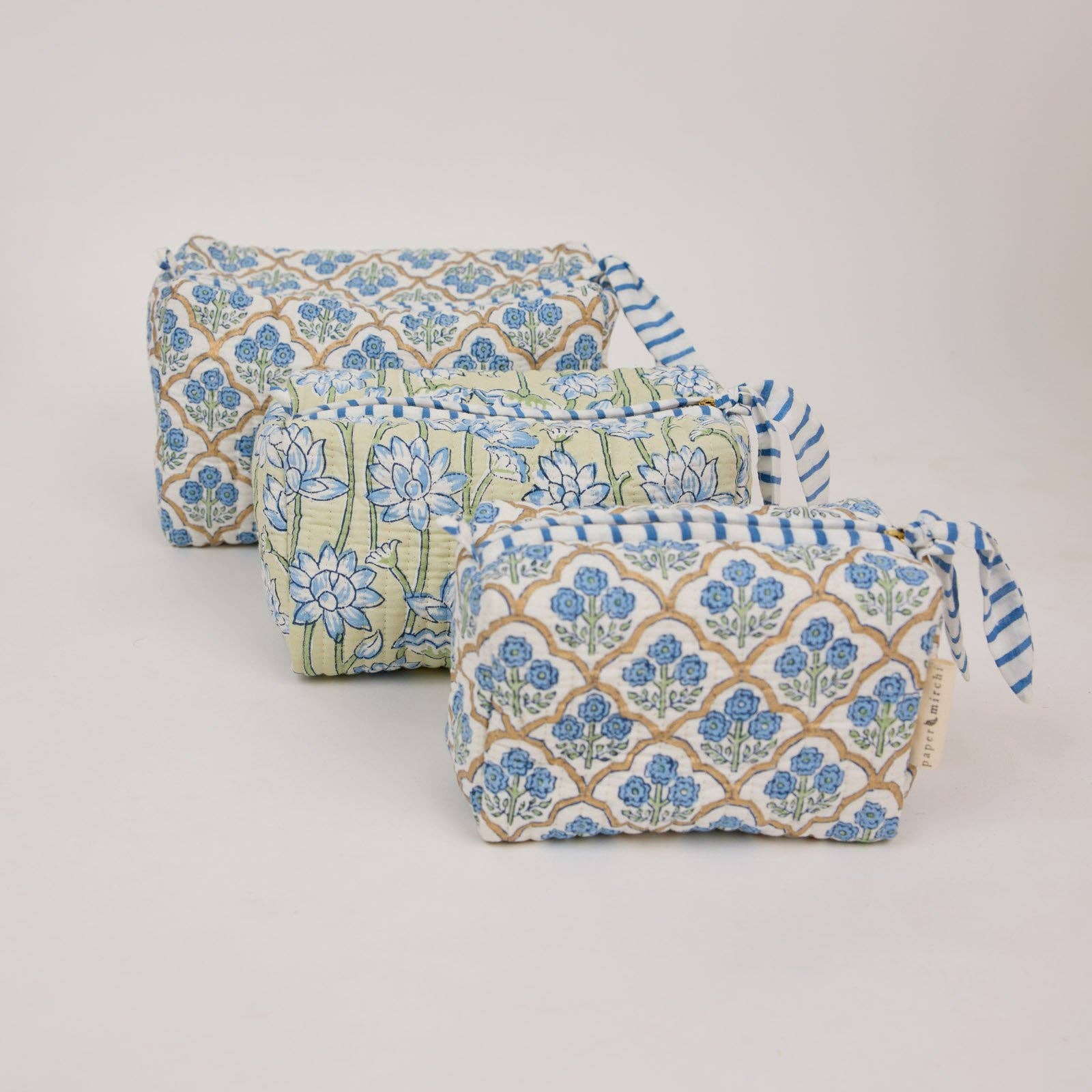 Organic Cotton Toiletry Bag - Trellis Indigo