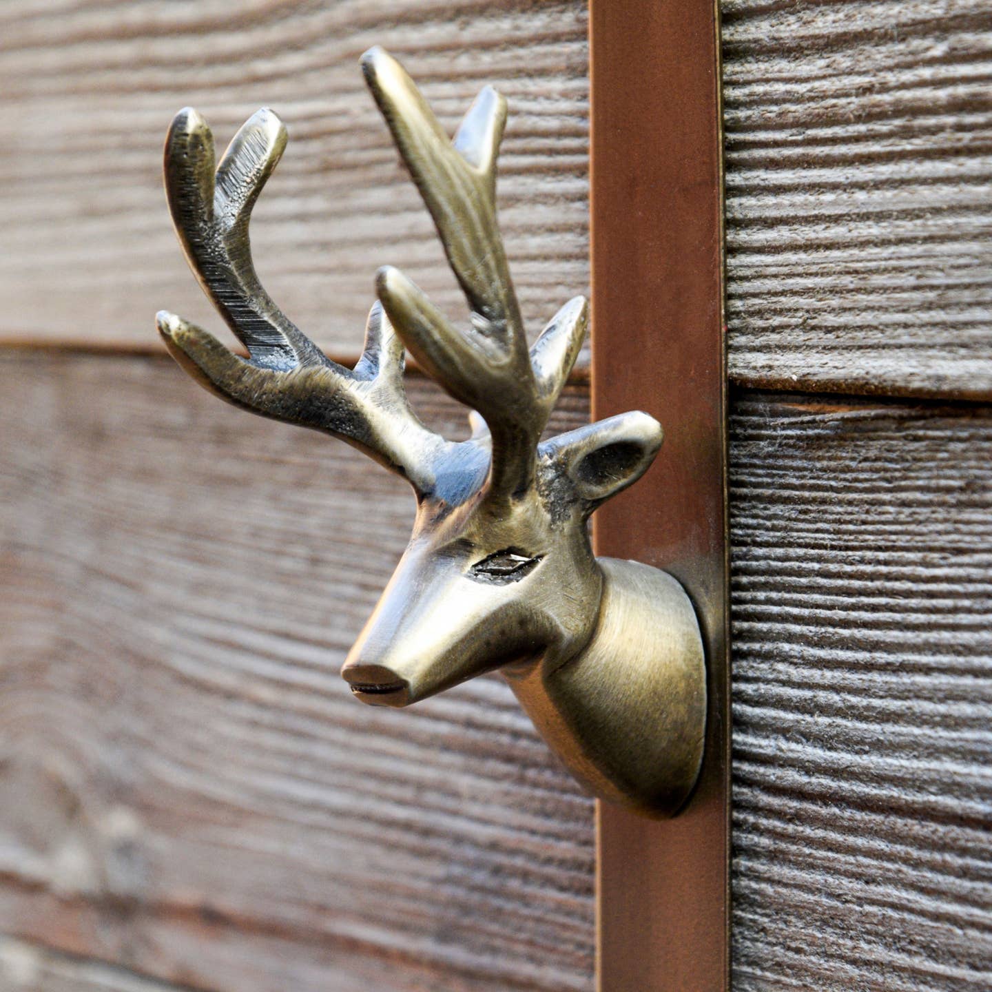 Christmas Over Door Wreath Hanger Deer Brass