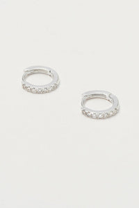 Hoop Earrings with White CZ