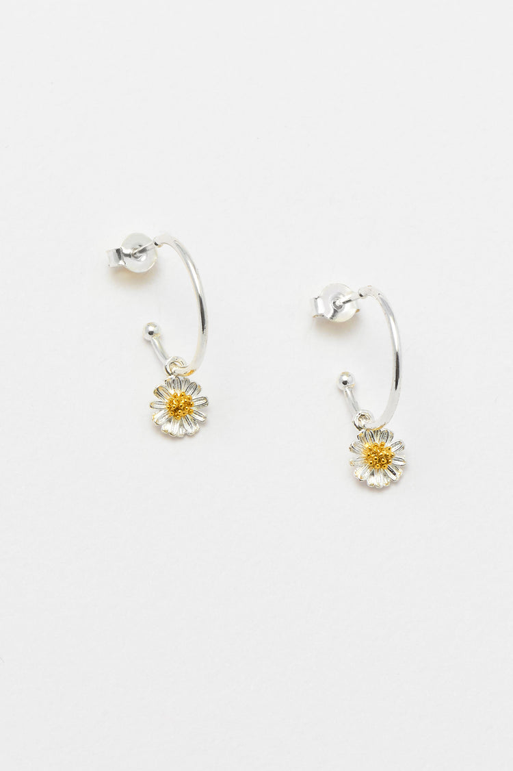 Wildflower Drop Hoop Earrings