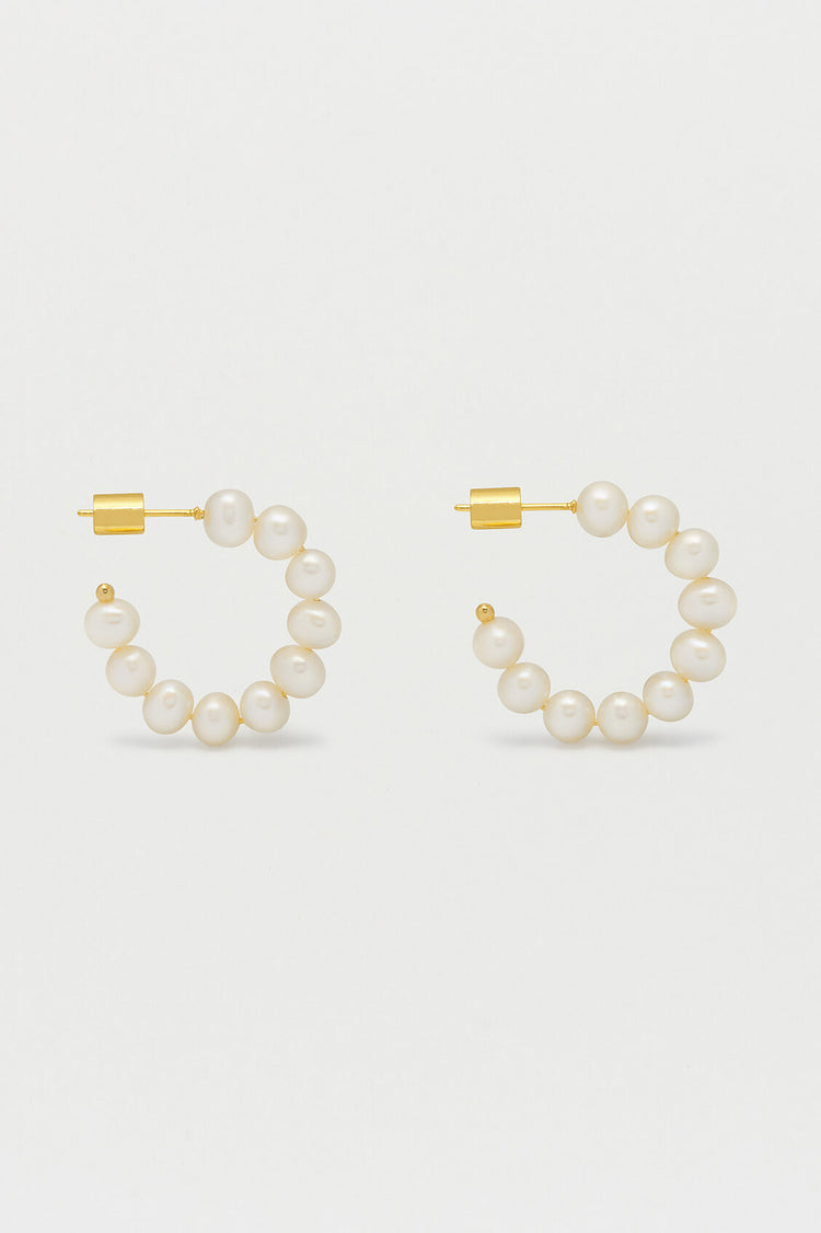 Gold-plated Multi Pearl Hoop Earrings