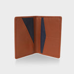 Pebble Grain Leather Passport Holder - Tan / Navy