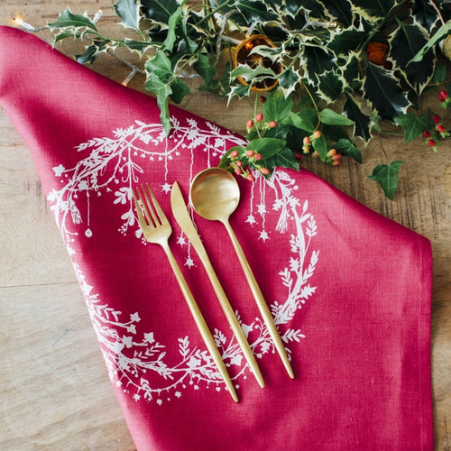 Christmas Pure Linen Napkins ~ Set of Two