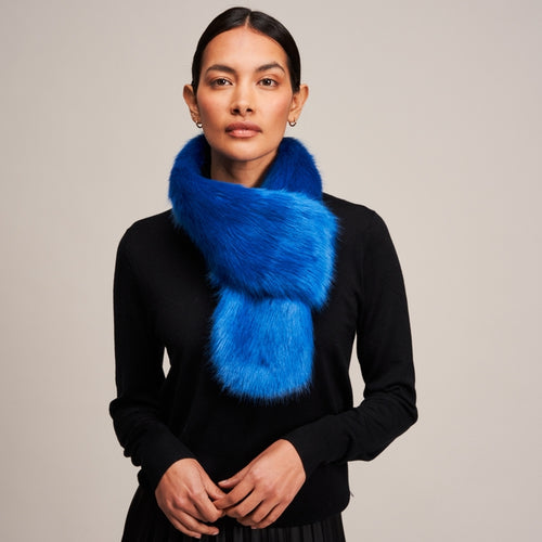 Luxurious Petite Furry Loop Scarf ~ Royal Blue