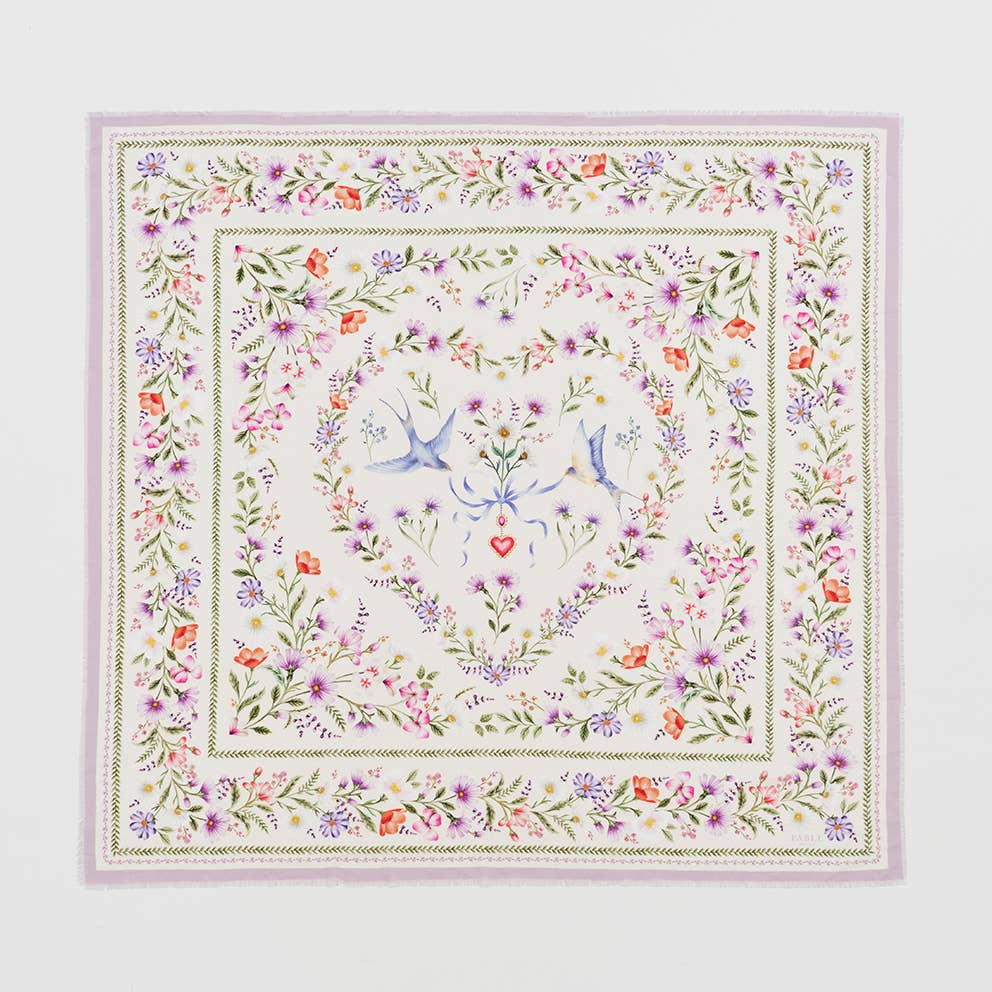 Fable England - Forget Me Knot Cream Narrative Square Scarf