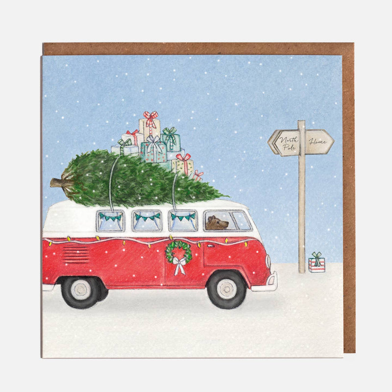 Camper Van & Christmas Tree Christmas Card