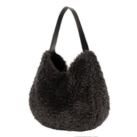 Faux Fur Slouch Bag ~ Taupe, Cream or Charcoal