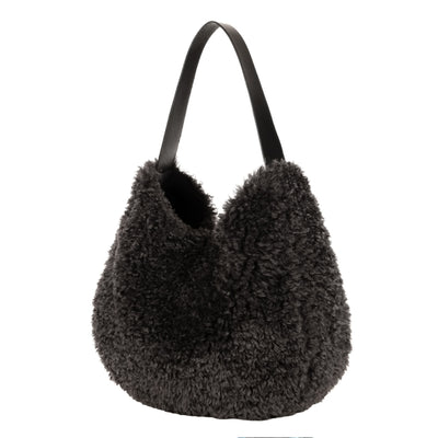 Faux Fur Slouch Bag ~ Taupe, Cream or Charcoal