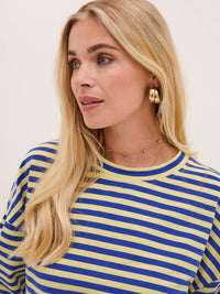 Zara Blue & Yellow Lightweight Stripe Sweatshirt