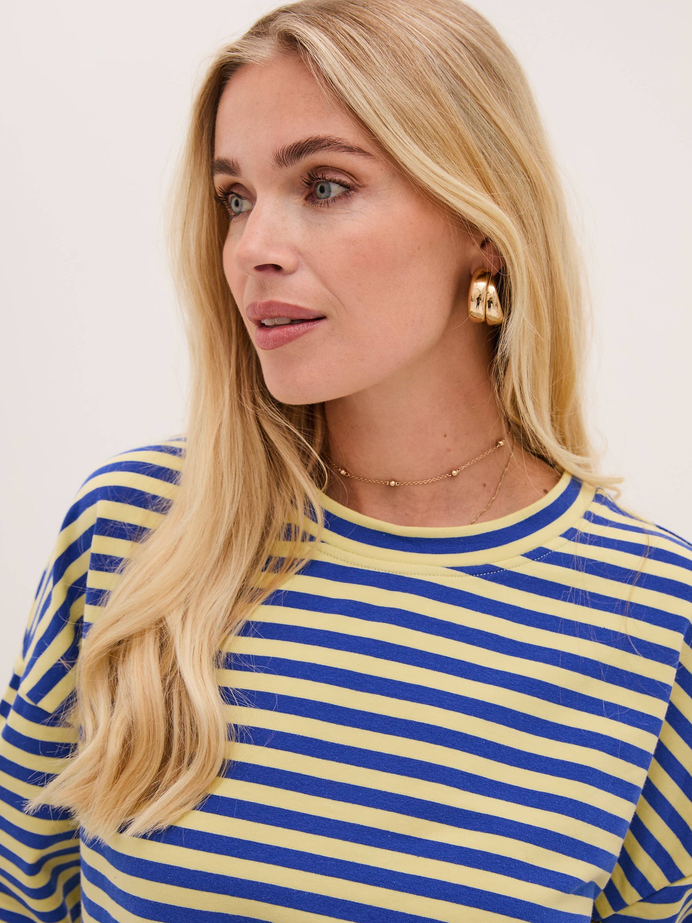 Zara Blue & Yellow Lightweight Stripe Sweatshirt