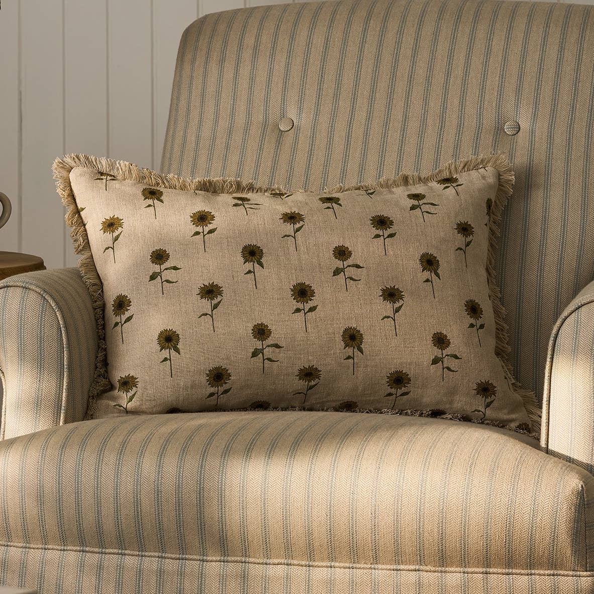 Pheasant Linen Blend Embroidered Cushion