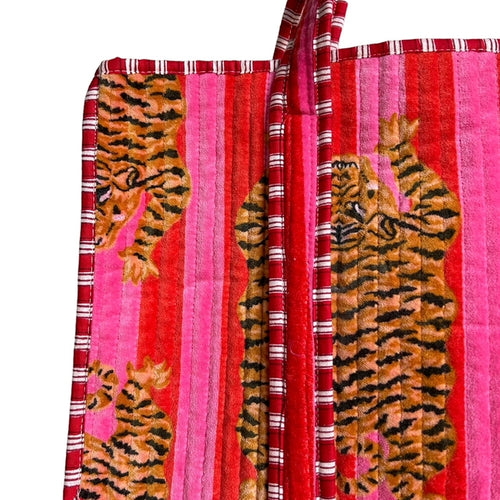 Madagascar Velvet Tote Bag in Pink