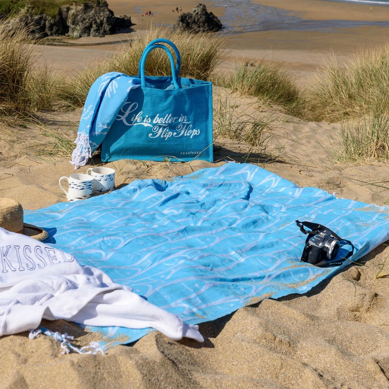 Fish Festival Beach Sheet – Aqua