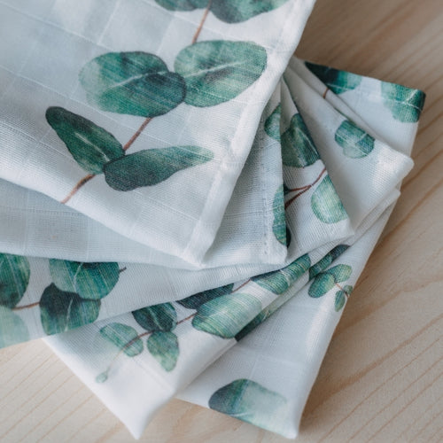 Muslin Square Baby Burp Cloth (Set of 3) - Eucalyptus Leaves