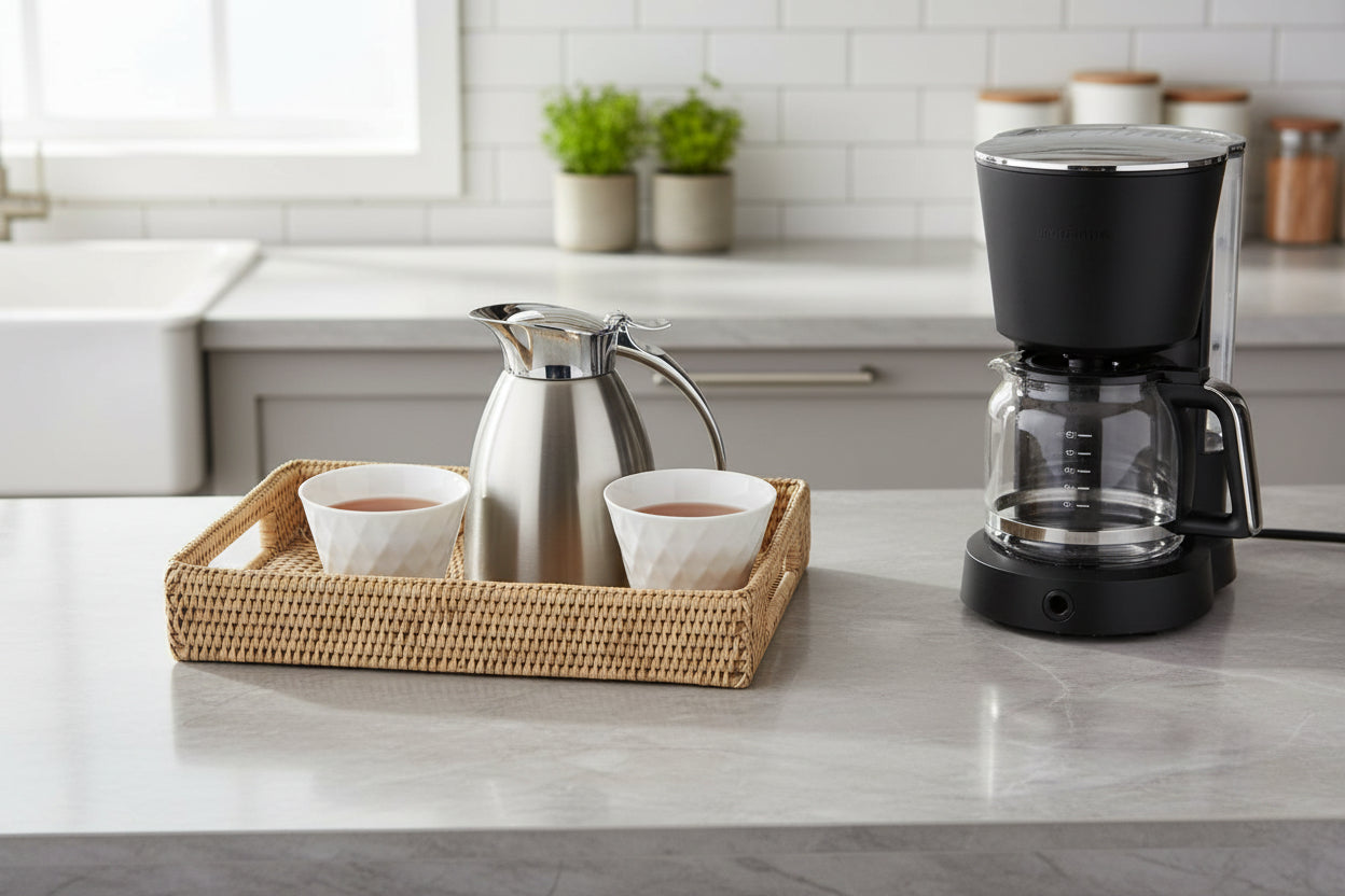 Small Whitewashed Rattan Tray