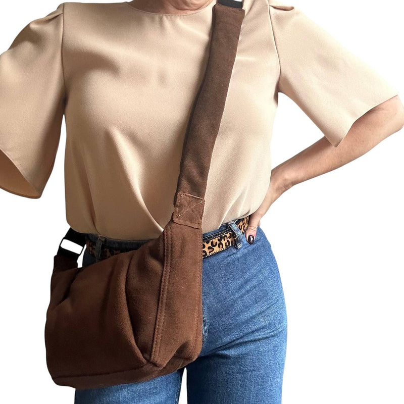 Brixton Cross Body Sling Bag - Brown Suede