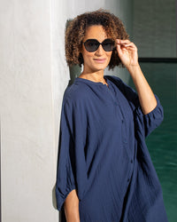 Dora Midi Dress in Navy