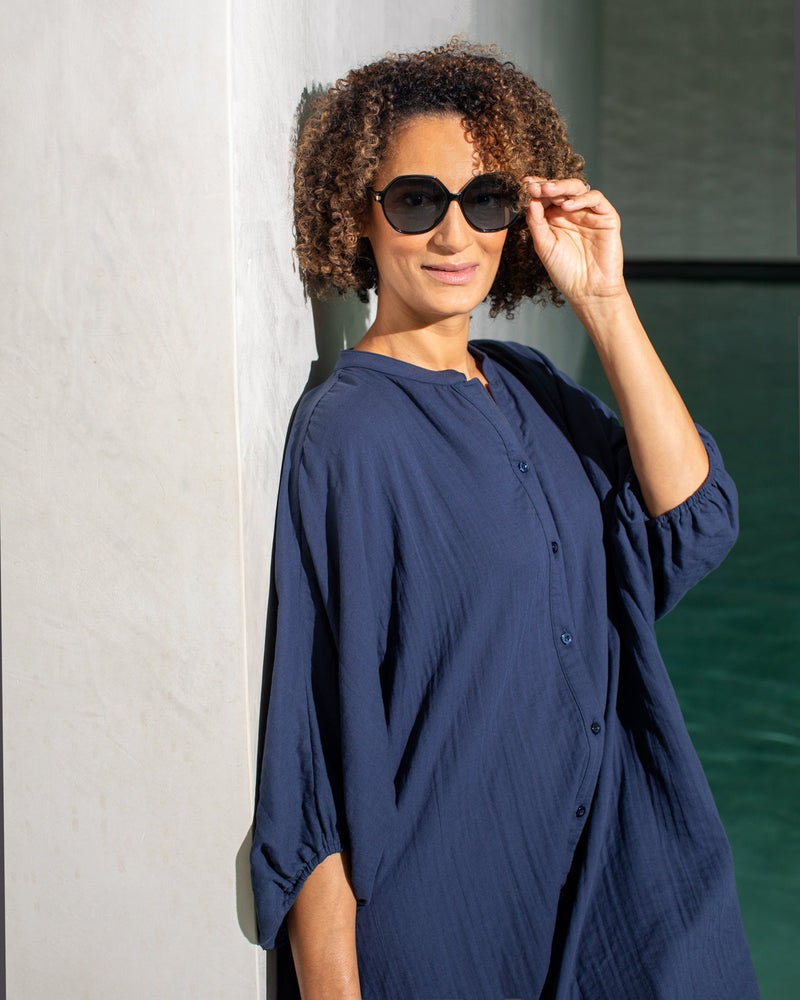 Dora Midi Dress in Navy
