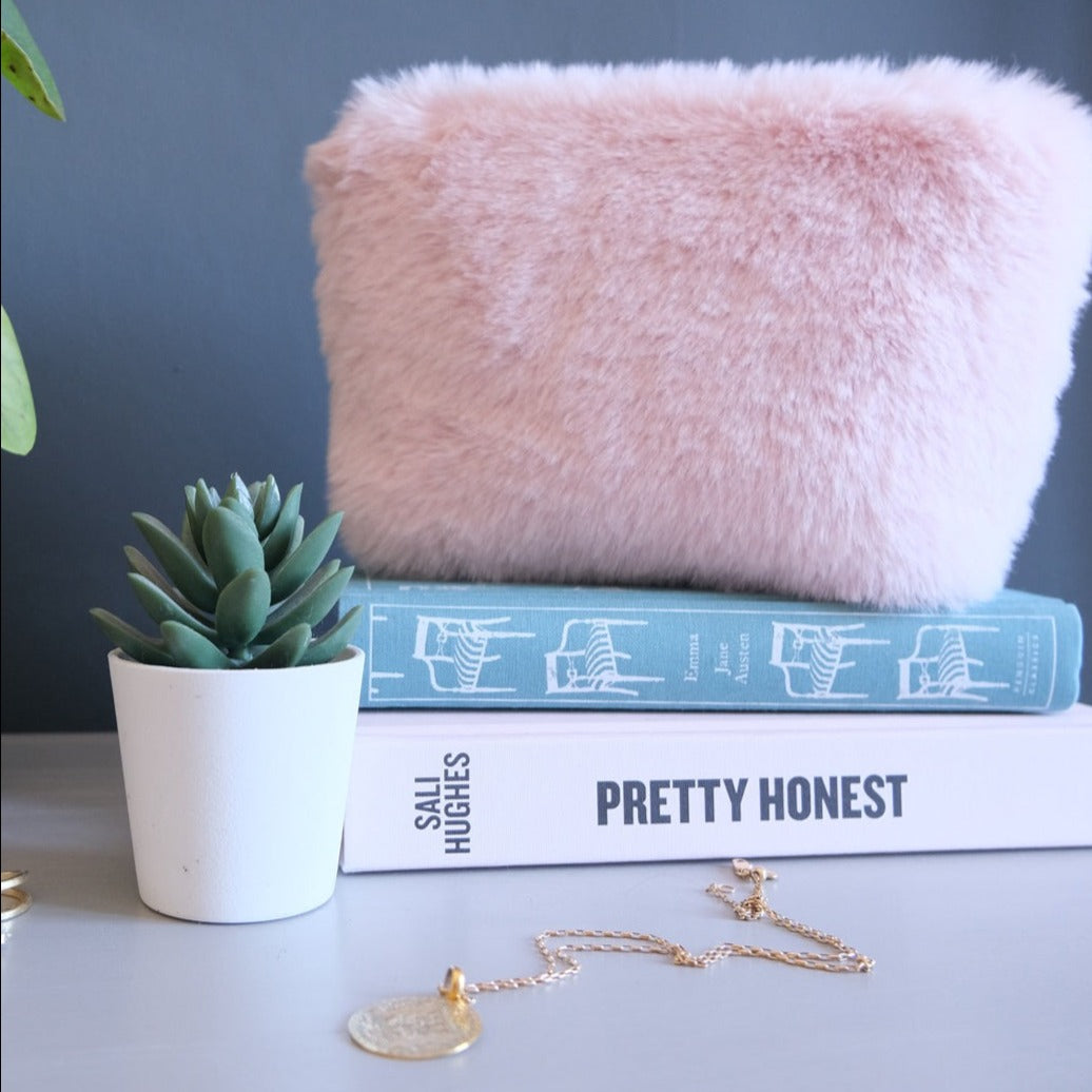 Luxury Faux Fur Make Up Bag ~ Blossom