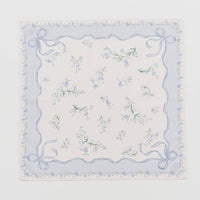 Bow & Floral Blue Square Scarf