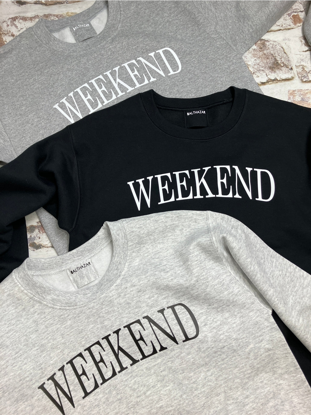 Living for the Weekend Sweatshirt - in Truffle Grey