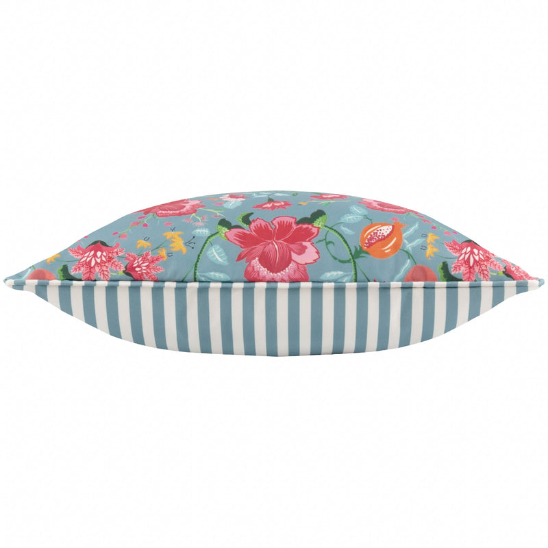 Claudia Floral Outdoor Cushion Cover - Duck Egg Blue