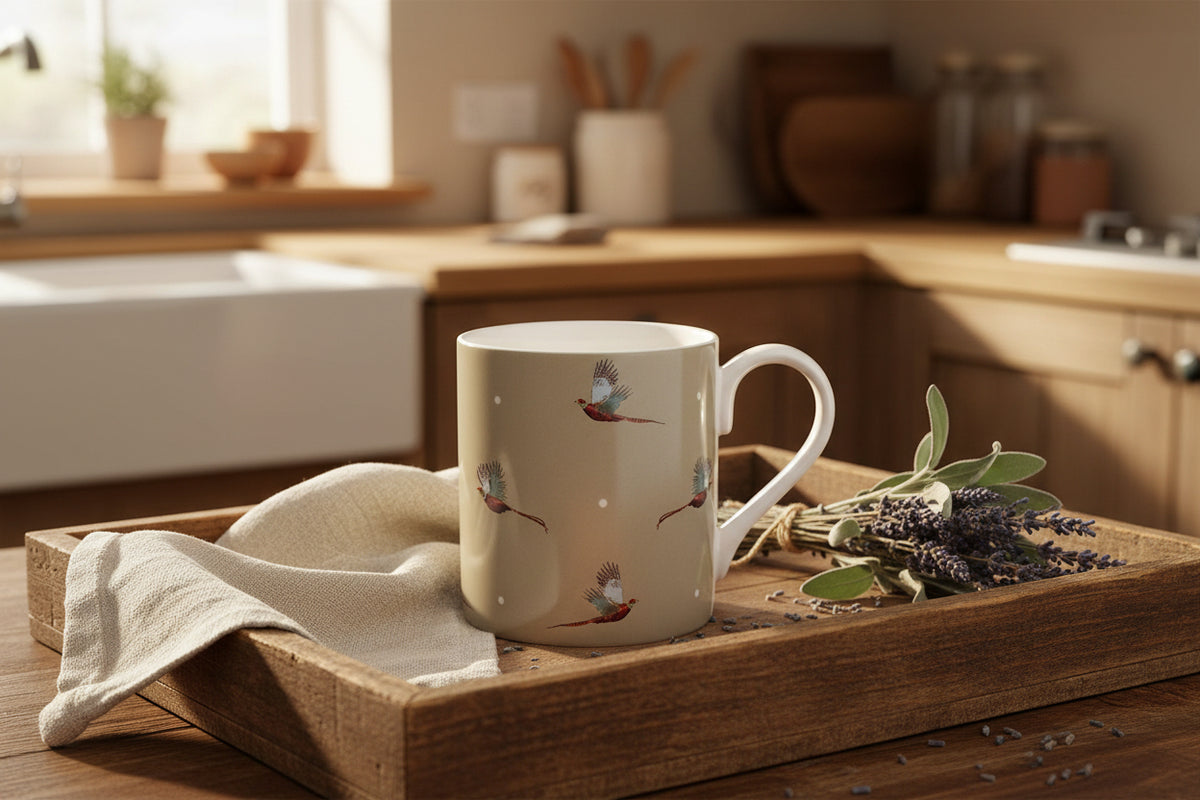Flying Pheasant Coloured Mug