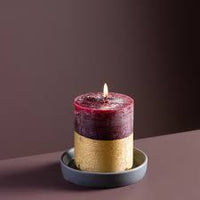 Figgy Pudding Gold Half-Dipped Pillar Candle