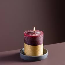 Figgy Pudding Gold Half-Dipped Pillar Candle