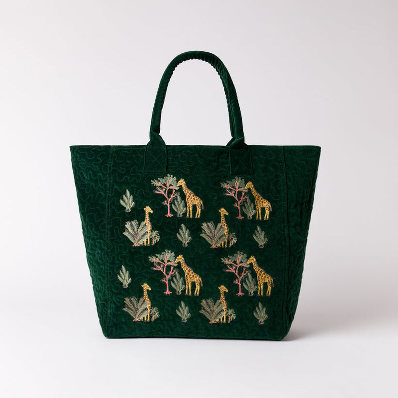 Elizabeth Scarlett Giraffe Tote in Forest Green