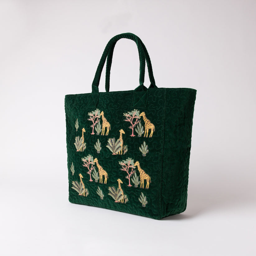 Elizabeth Scarlett Giraffe Tote in Forest Green