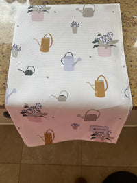 Watering Can and Flowerpots Design Tea Towel