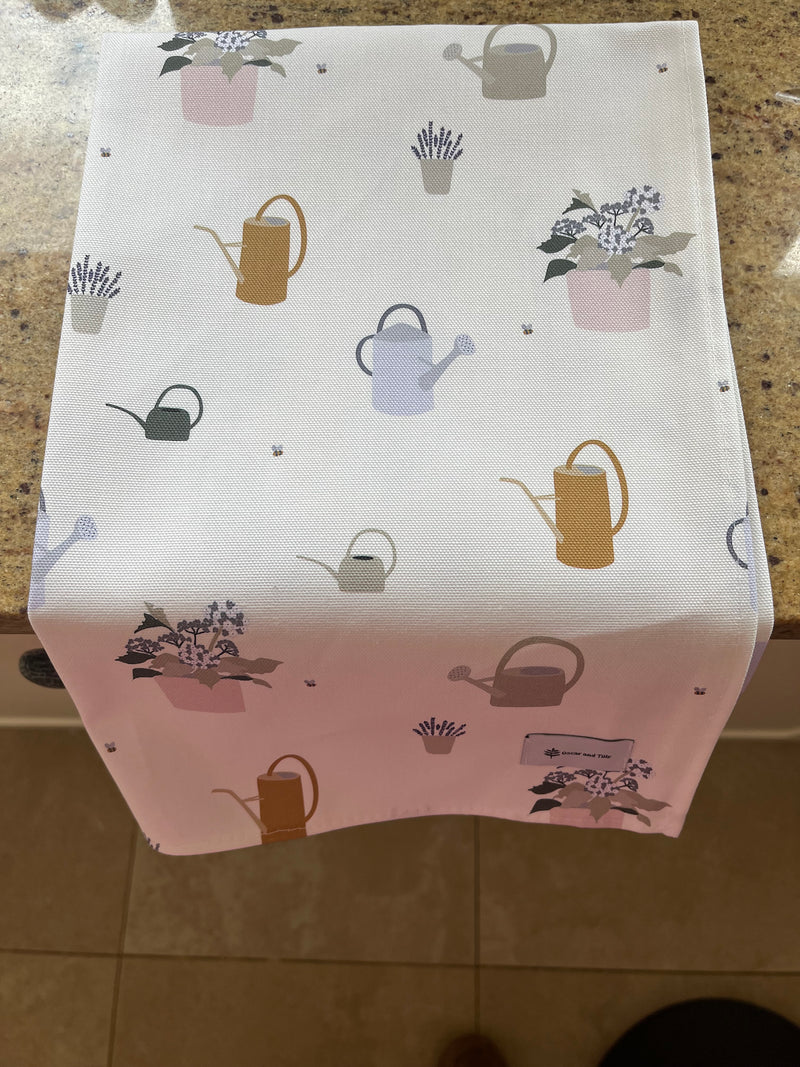 Watering Can and Flowerpots Design Tea Towel