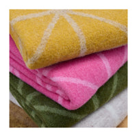 Geometric Jacquard Fern Green Pure New Wool Throw