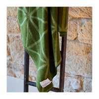 Geometric Jacquard Fern Green Pure New Wool Throw