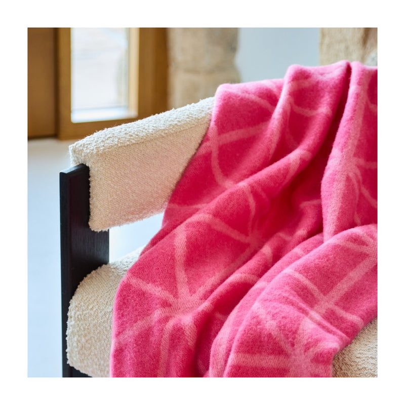 Geometric Jacquard Pink Pure New Wool Throw